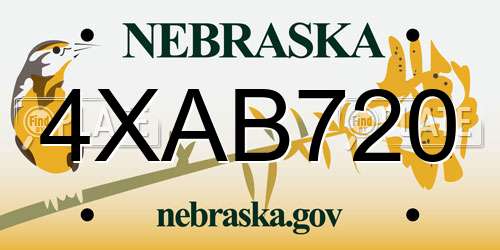 4XAB720 Nebraska License Plate