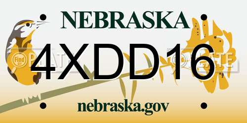 4XDD16 Nebraska License Plate