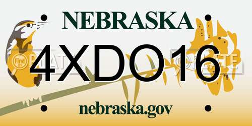 4XDO16 Nebraska License Plate