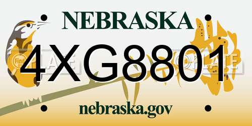 4XG8801 Nebraska License Plate