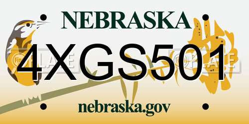 4XGS501 Nebraska License Plate