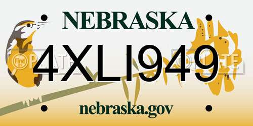 4XLI949 Nebraska License Plate
