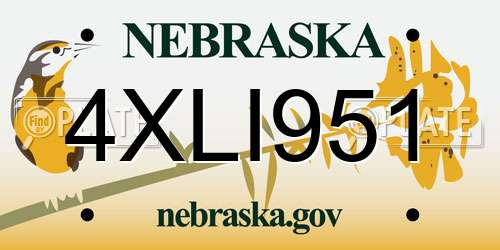 4XLI951 Nebraska License Plate