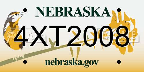 4XT2008 Nebraska License Plate