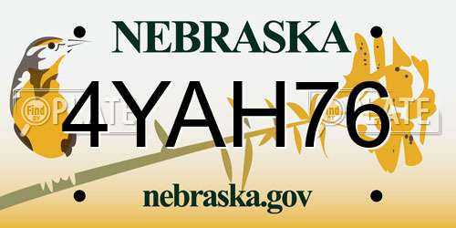 4YAH76 Nebraska License Plate