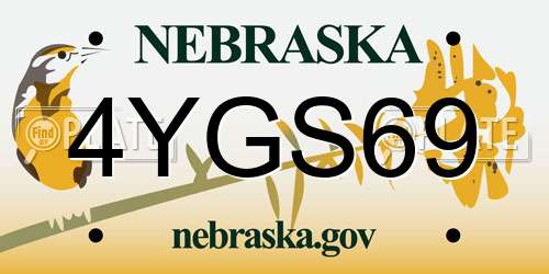 4YGS69 Nebraska License Plate