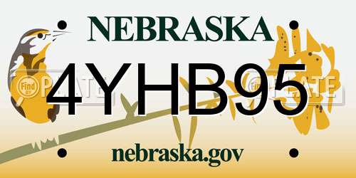 4YHB95 Nebraska License Plate