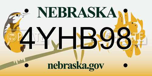 4YHB98 Nebraska License Plate
