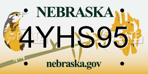 4YHS95 Nebraska License Plate