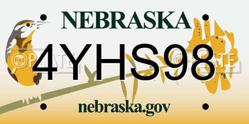 4YHS98 Nebraska License Plate