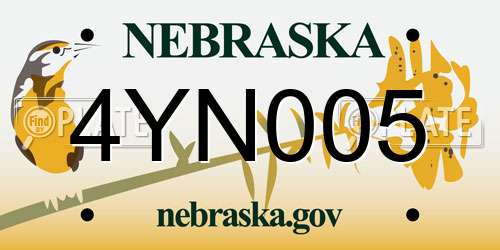 4YN005 Nebraska License Plate