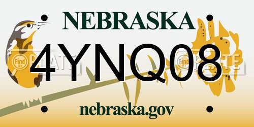 4YNQ08 Nebraska License Plate