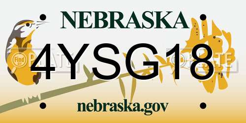 4YSG18 Nebraska License Plate