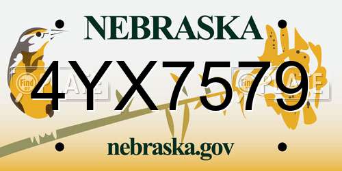 4YX7579 Nebraska License Plate