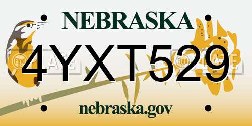 4YXT529 Nebraska License Plate