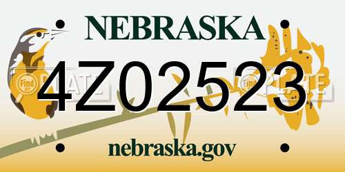 4Z02523 Nebraska License Plate