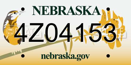 4Z04153 Nebraska License Plate