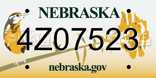 4Z07523 Nebraska License Plate