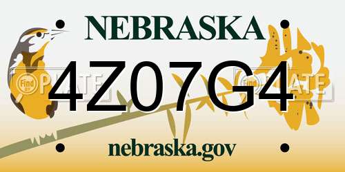 4Z07G4 Nebraska License Plate