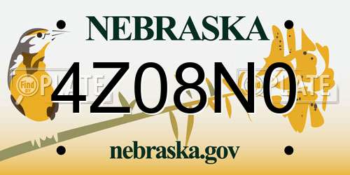 4Z08N0 Nebraska License Plate