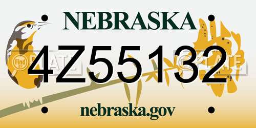 4Z55132 Nebraska License Plate