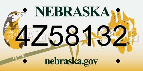 4Z58132 Nebraska License Plate