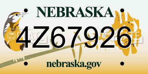 4Z67926 Nebraska License Plate