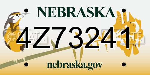 4Z73241 Nebraska License Plate