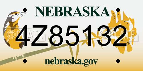4Z85132 Nebraska License Plate
