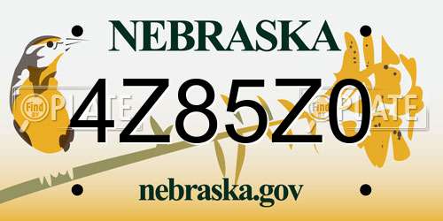 4Z85Z0 Nebraska License Plate