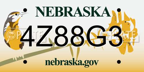 4Z88G3 Nebraska License Plate