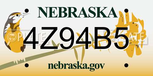 4Z94B5 Nebraska License Plate