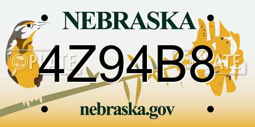 4Z94B8 Nebraska License Plate