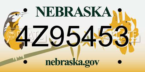 4Z95453 Nebraska License Plate