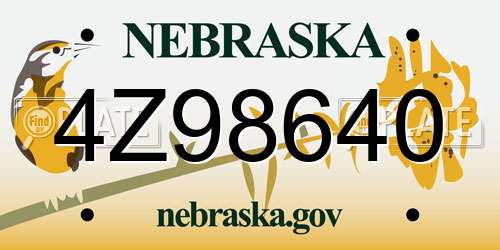 4Z98640 Nebraska License Plate