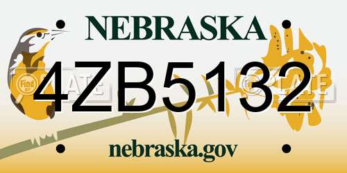 4ZB5132 Nebraska License Plate