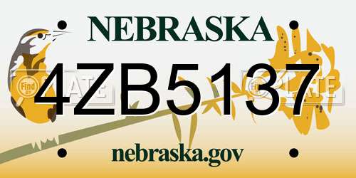 4ZB5137 Nebraska License Plate