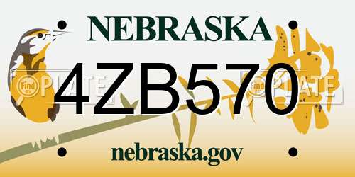 4ZB570 Nebraska License Plate