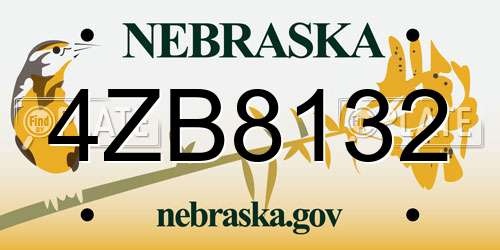 4ZB8132 Nebraska License Plate