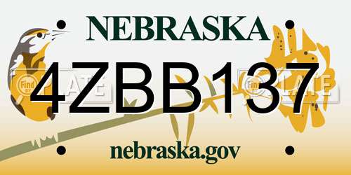 4ZBB137 Nebraska License Plate