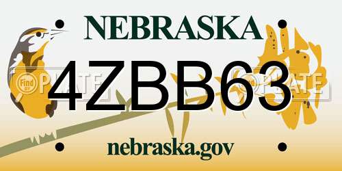 4ZBB63 Nebraska License Plate