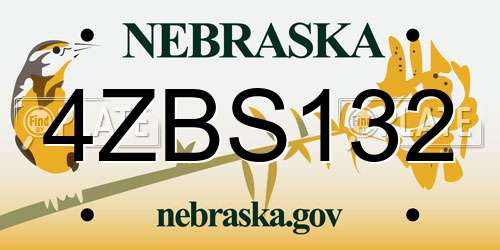 4ZBS132 Nebraska License Plate