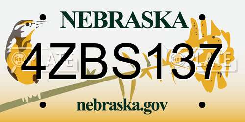 4ZBS137 Nebraska License Plate