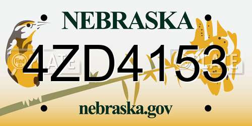 4ZD4153 Nebraska License Plate