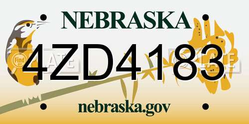 4ZD4183 Nebraska License Plate