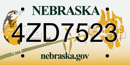4ZD7523 Nebraska License Plate