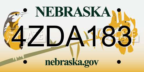 4ZDA183 Nebraska License Plate