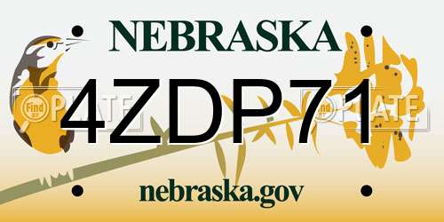 4ZDP71 Nebraska License Plate
