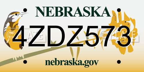 4ZDZ573 Nebraska License Plate
