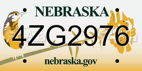 4ZG2976 Nebraska License Plate